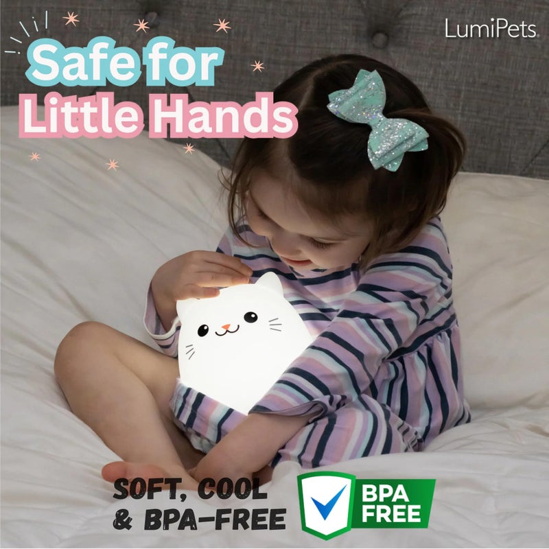 Lumipets Clive The Cat Squishy Silicone Night Light for Kids | Cute Night Light with Remote & Touch Control for Baby & Toddler Bedrooms | Color Changing Portable Animal Nightlight | Kids Mood Lamp - Image 5